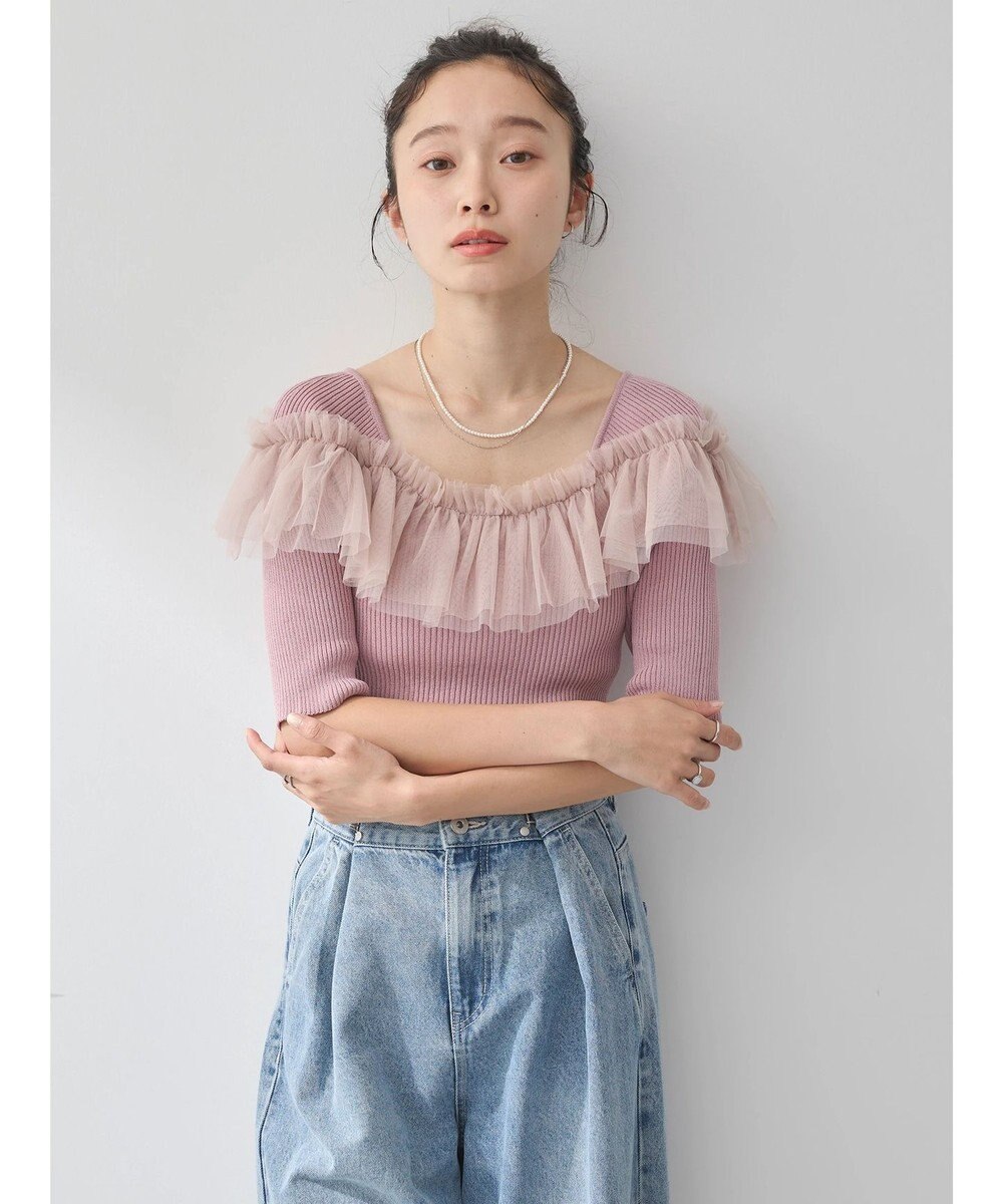 earth music&ecology デコルテチュールニットプルオーバー 