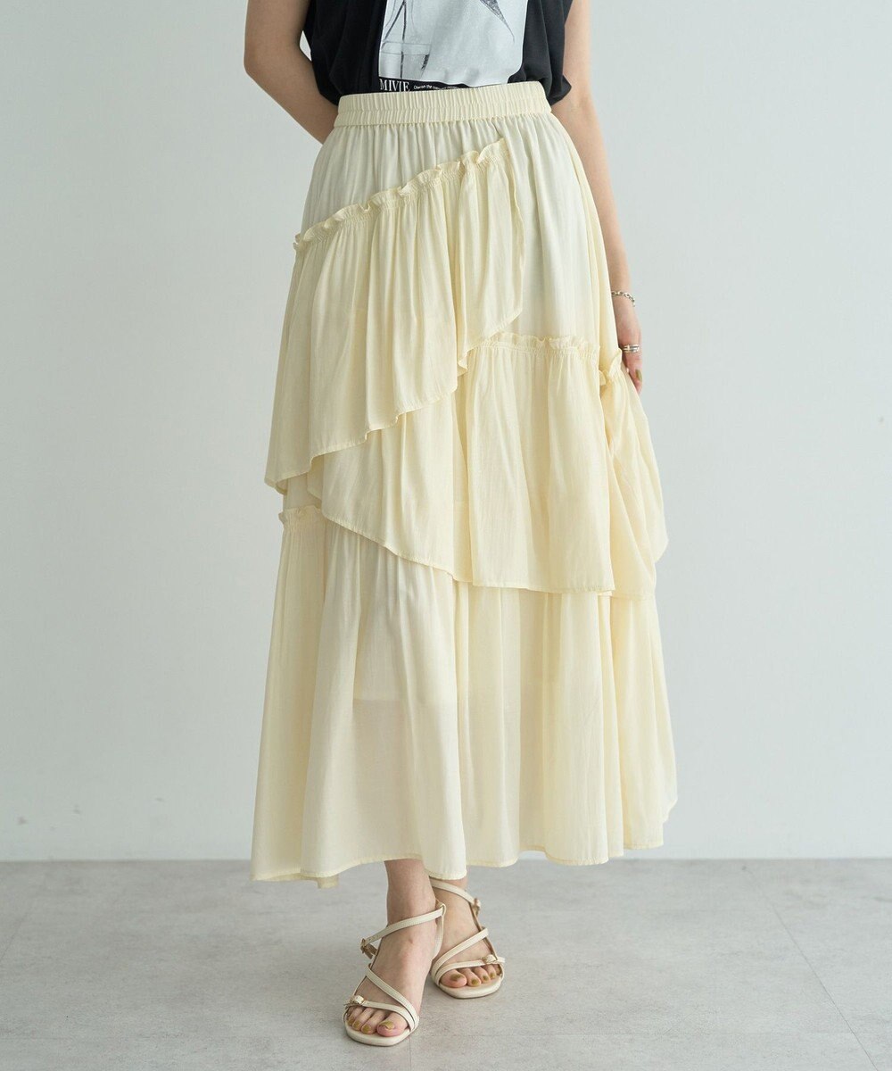 YECCA VECCA アシンメトリーラッフルスカート 
