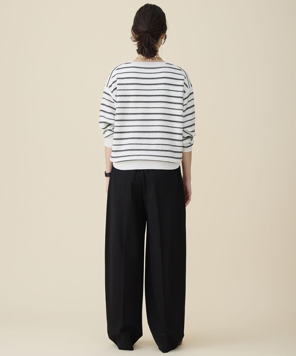 自由区 コットンポリミドルゲージボーダー ニット 