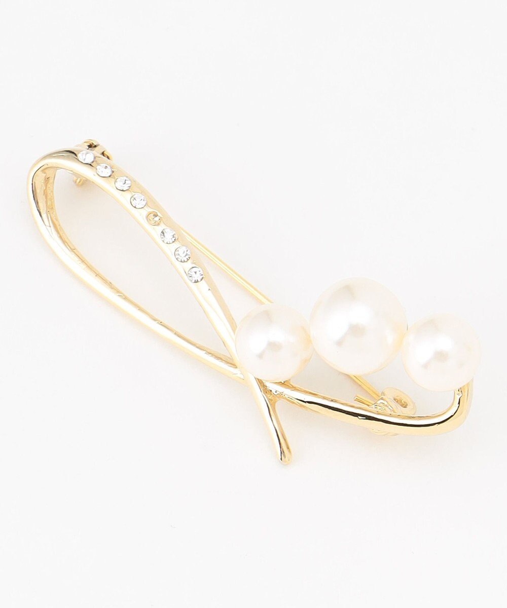 ANY SIS メタルラインパール調 ブローチ 