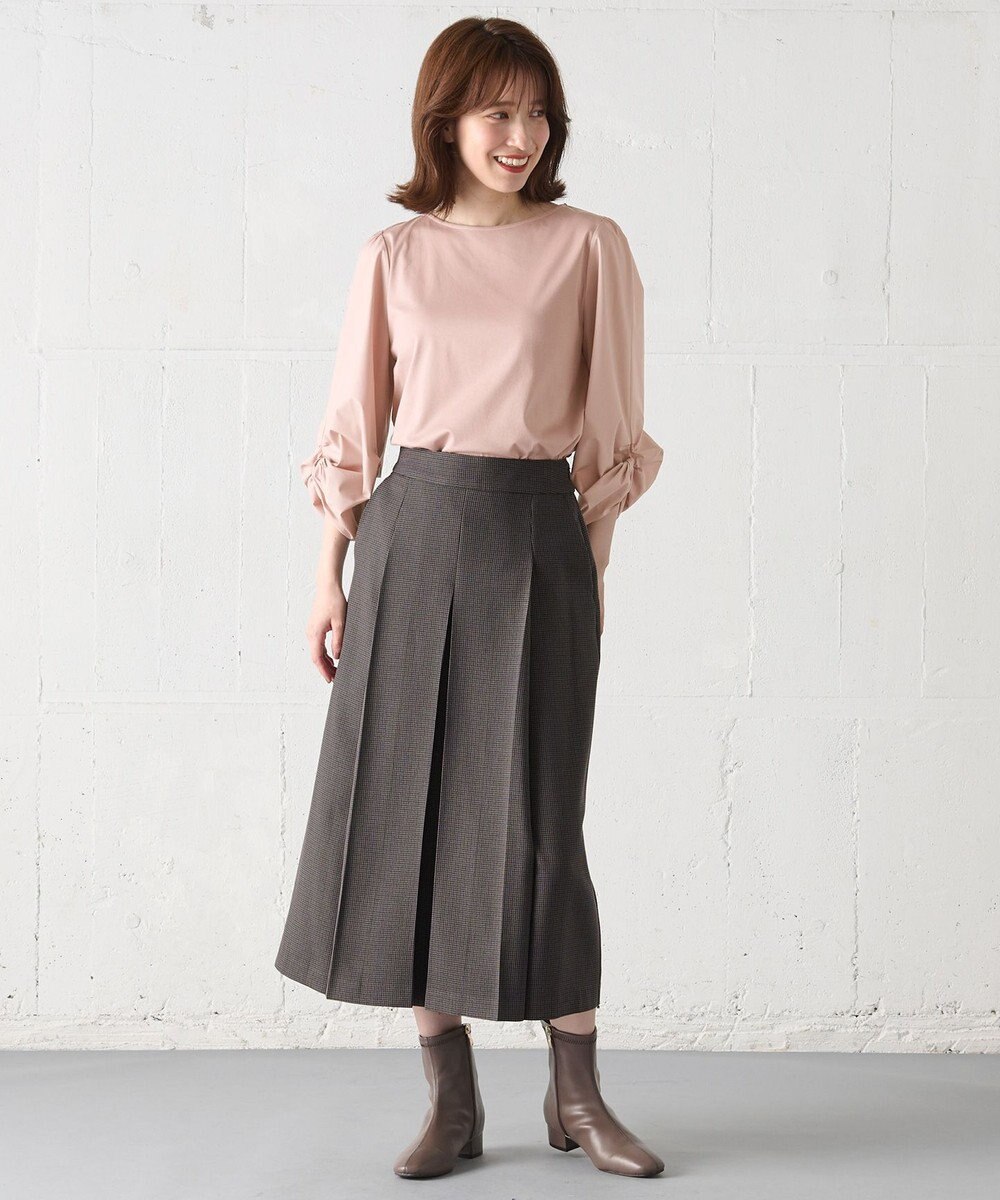 ANY 【洗濯機可能/ウエストゴム/ポケット付】ウーリッシュフラノボックスプリーツスカート 