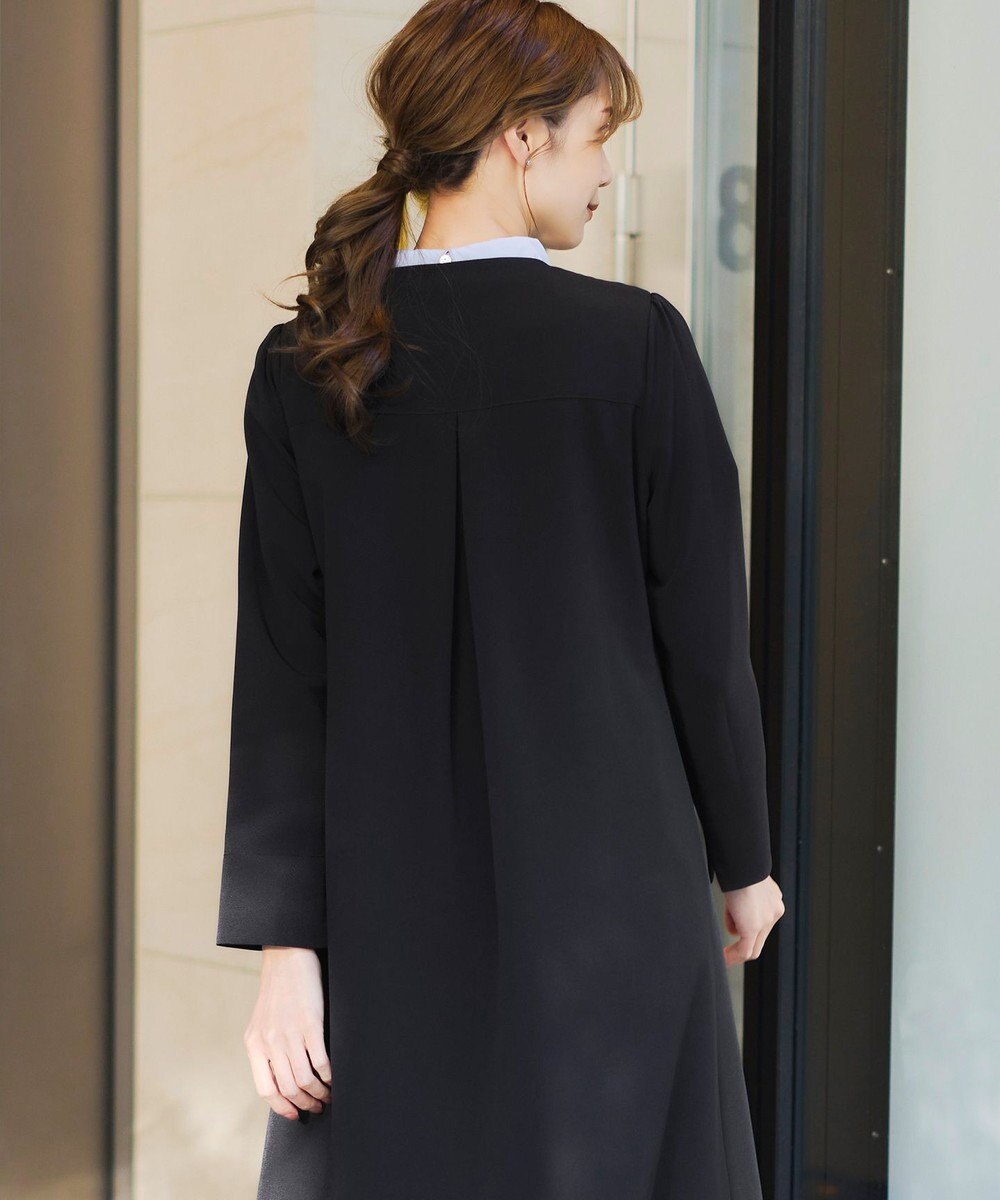 Tiaclasse L 【ダブルストレッチ】【洗える】ノーカラーAラインコート 