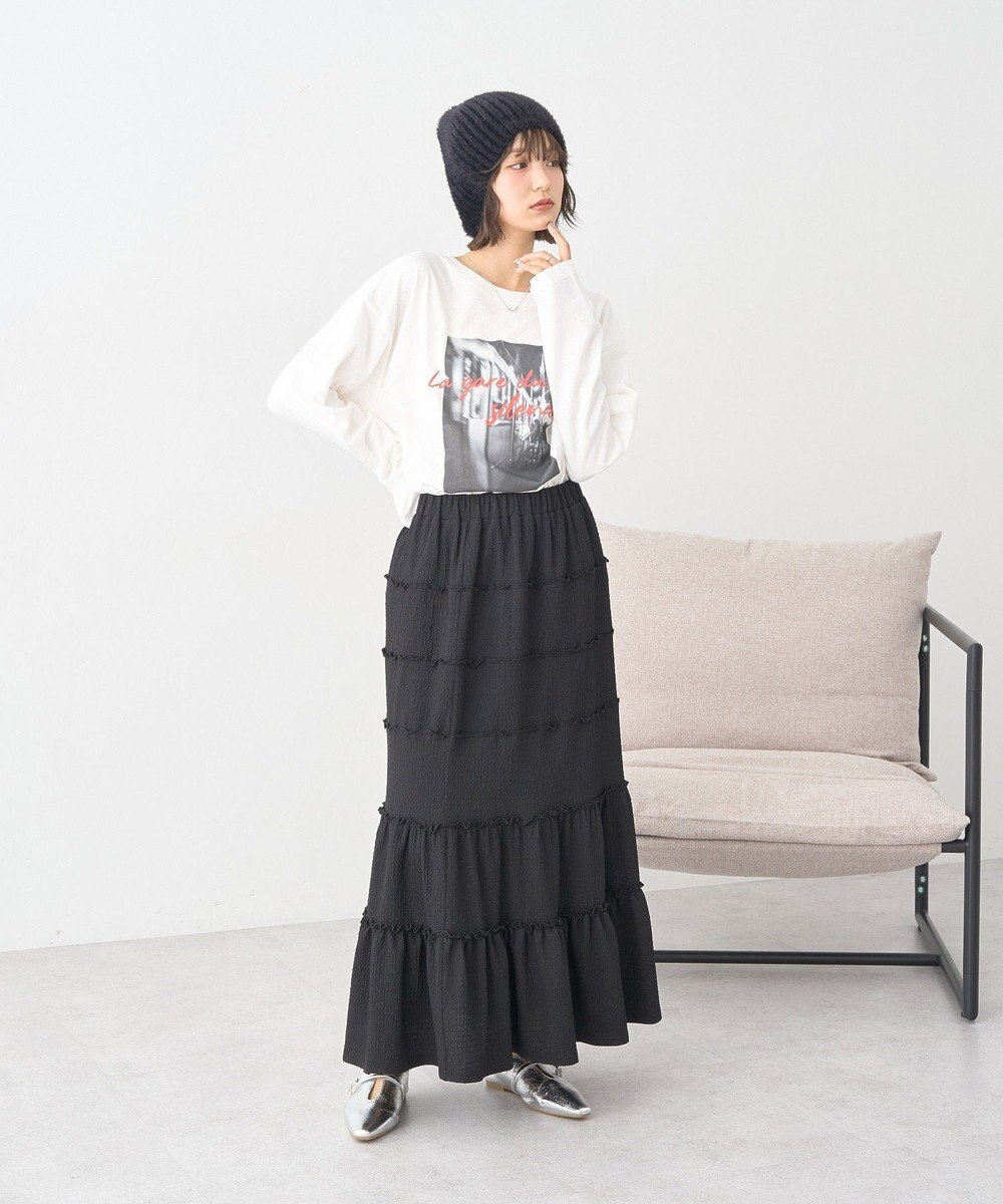 earth music&ecology メロー切替フレアスカート 