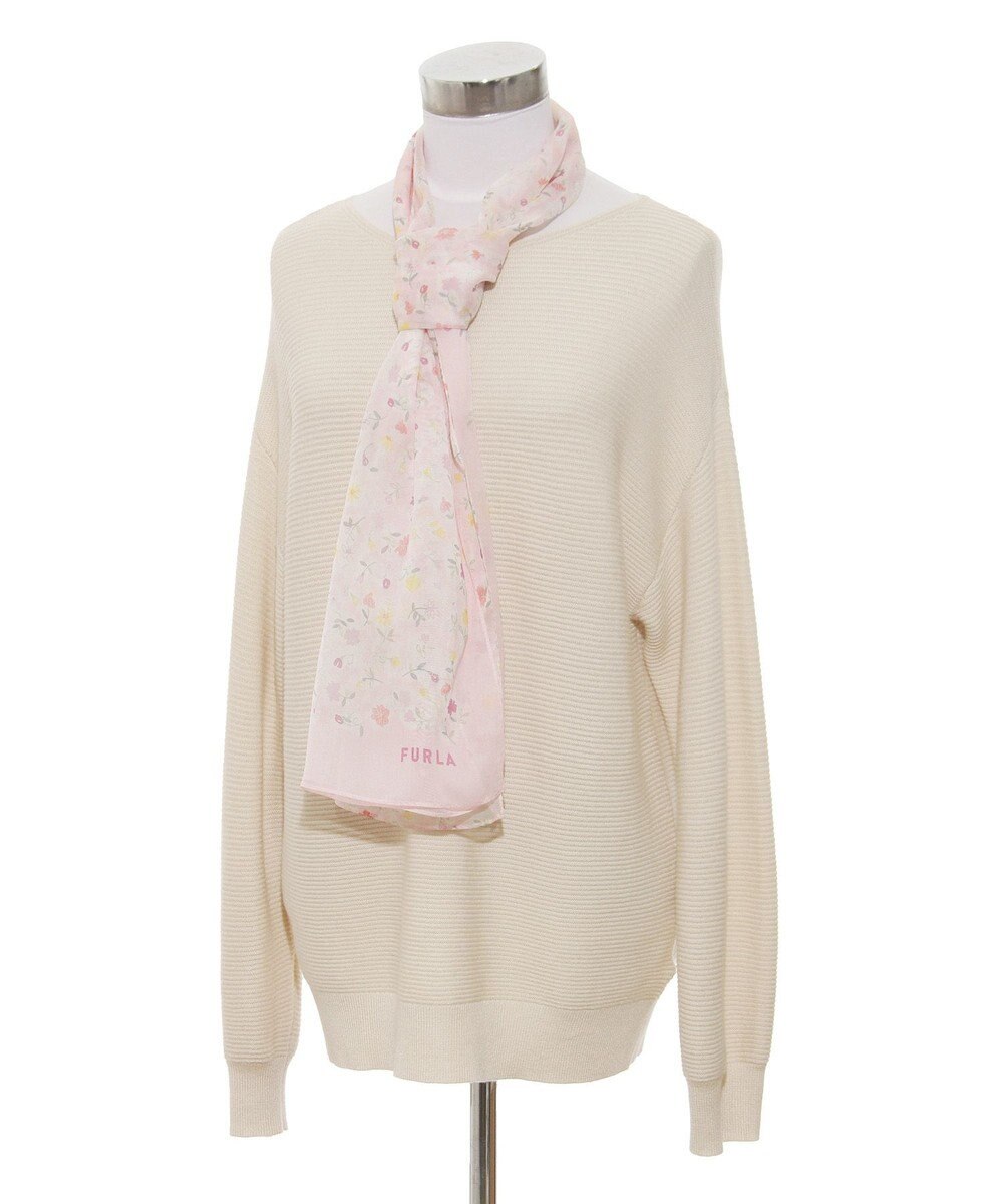 MOONBAT 【シルク100%】フルラ (FURLA) シルクシフォンロングスカーフ 小花柄 150cm×35cm 