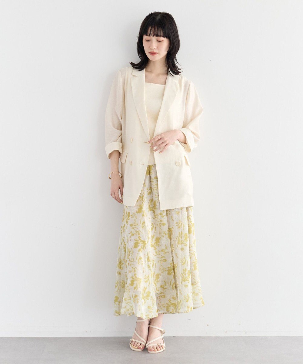 YECCA VECCA ボタニカル柄シアーロングスカート 