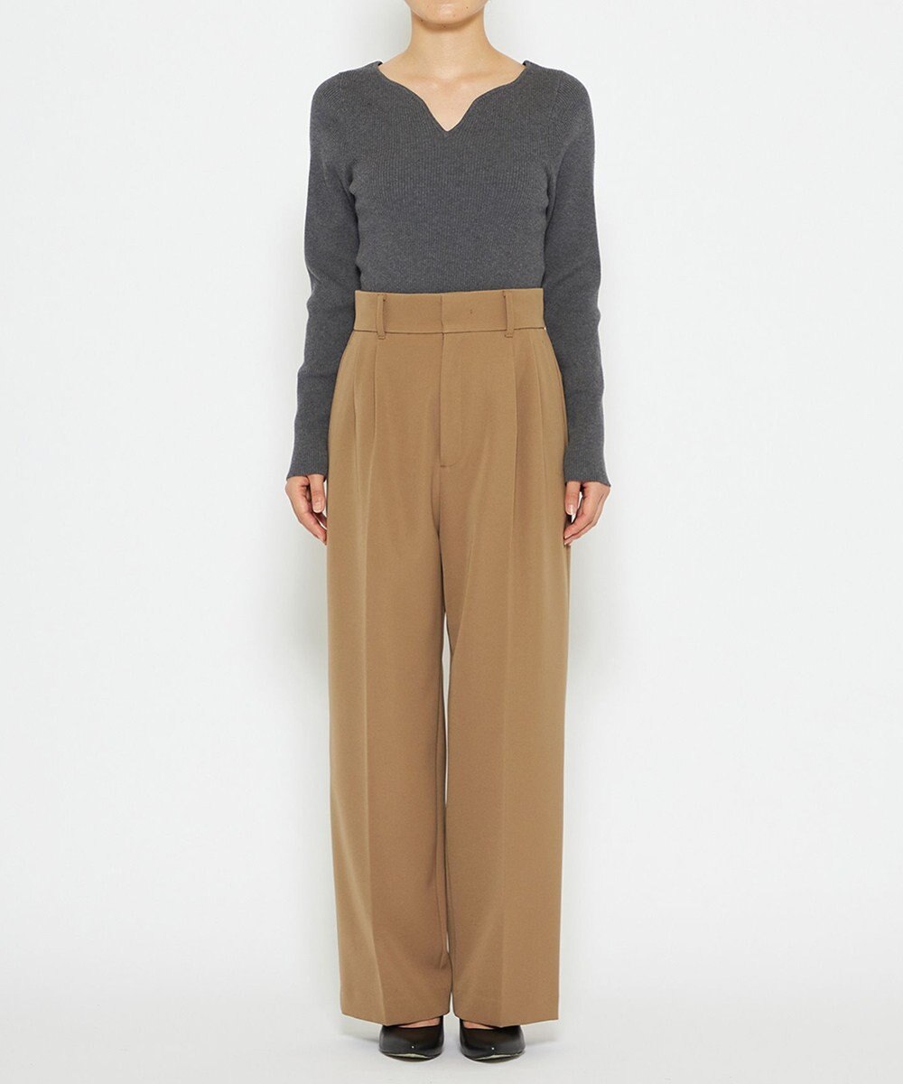 uncrave 【防しわ・UVカット・洗濯機洗い可】バルキーツイル ワイドパンツ(サスペンダー付き)（uncrave STANDARD） 