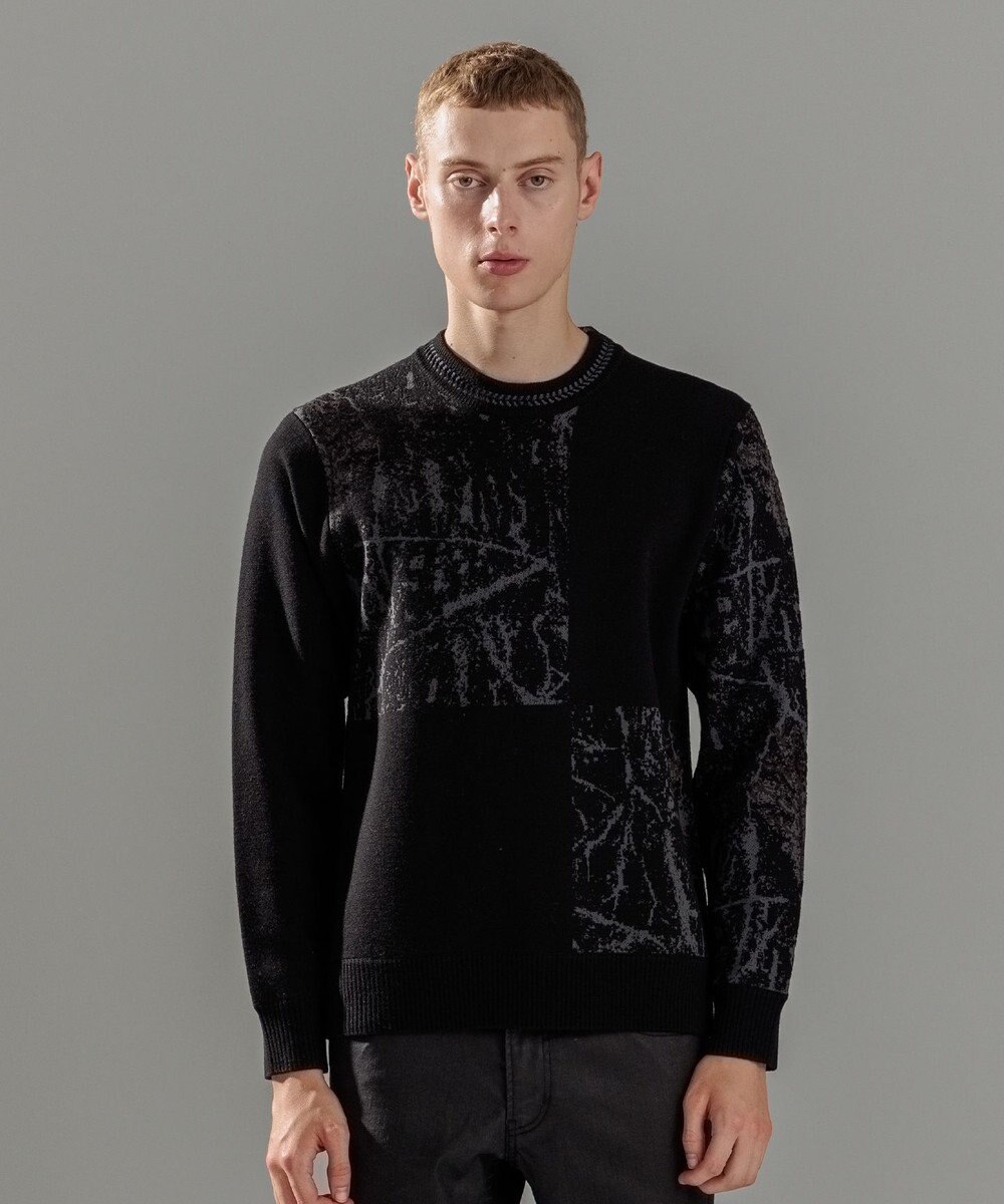 JOSEPH HOMME フォレストジャガードブロック　クルーネックニット 