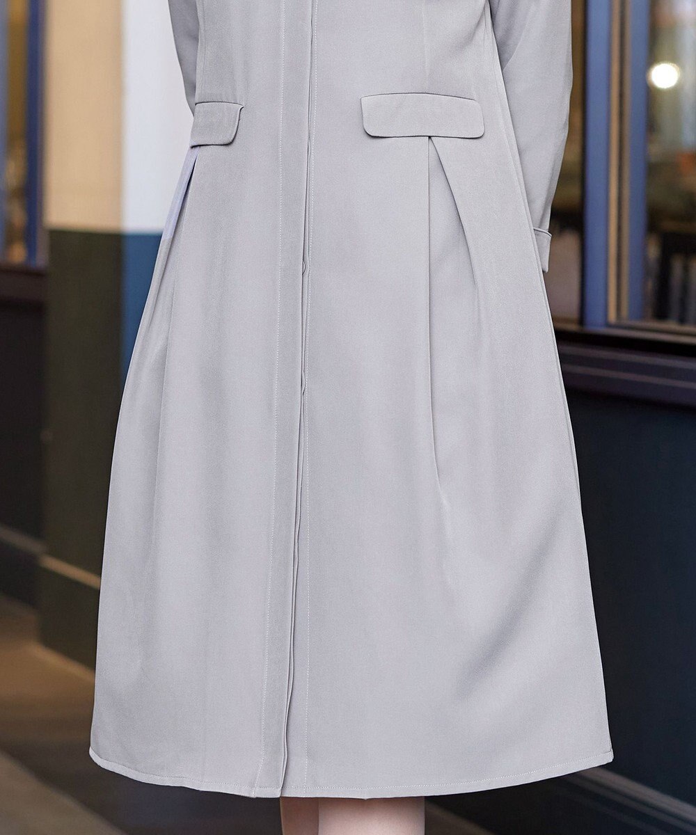 Tiaclasse L 【ダブルストレッチ】【洗える】ノーカラーAラインコート 