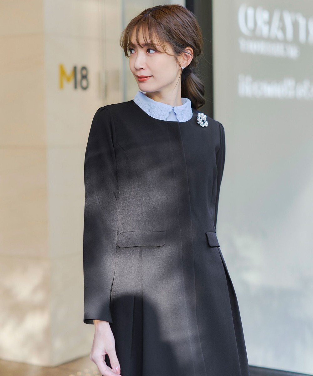 Tiaclasse 【ダブルストレッチ・洗える】ノーカラーAラインコート 