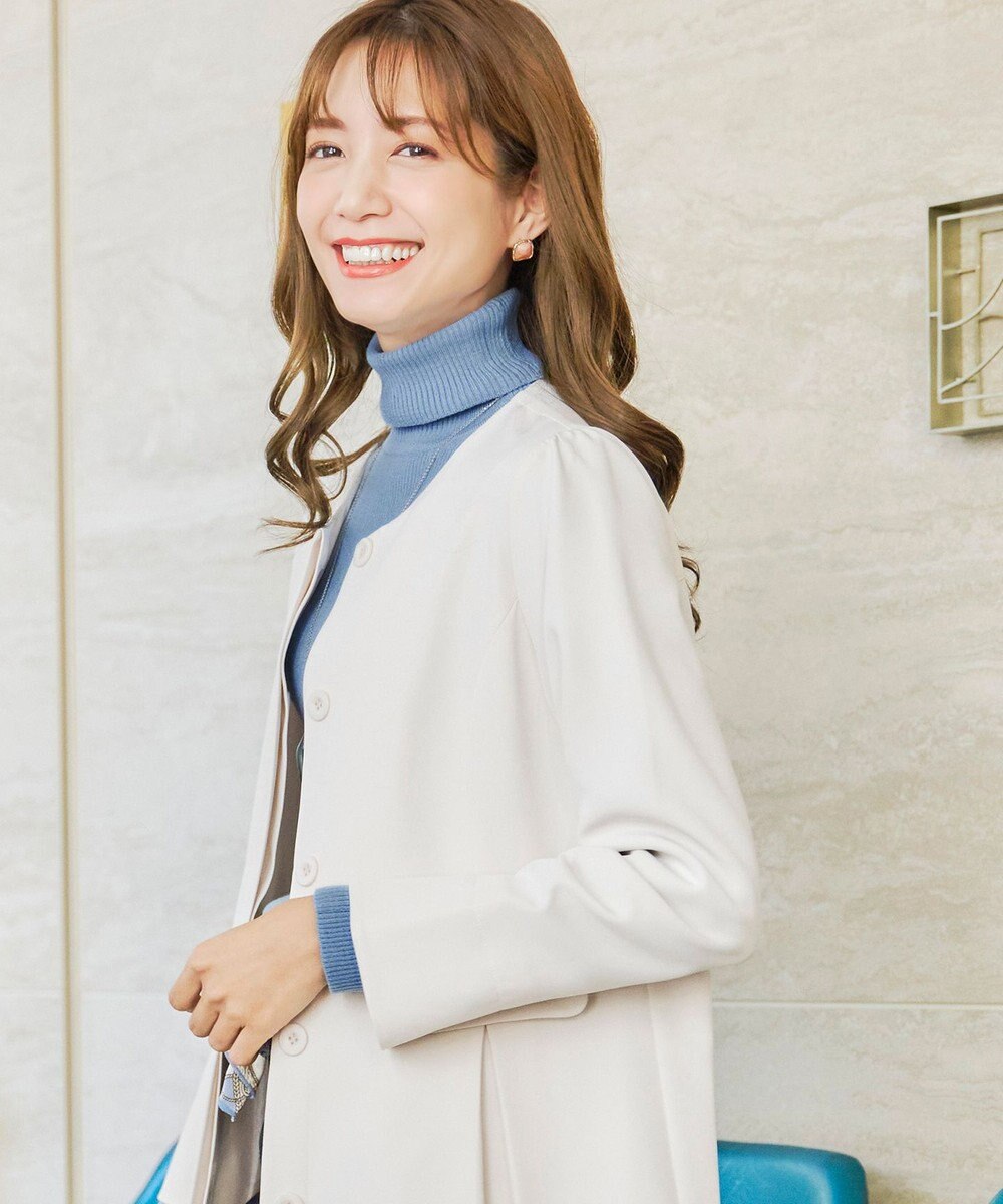 Tiaclasse 【ダブルストレッチ・洗える】ノーカラーAラインコート 