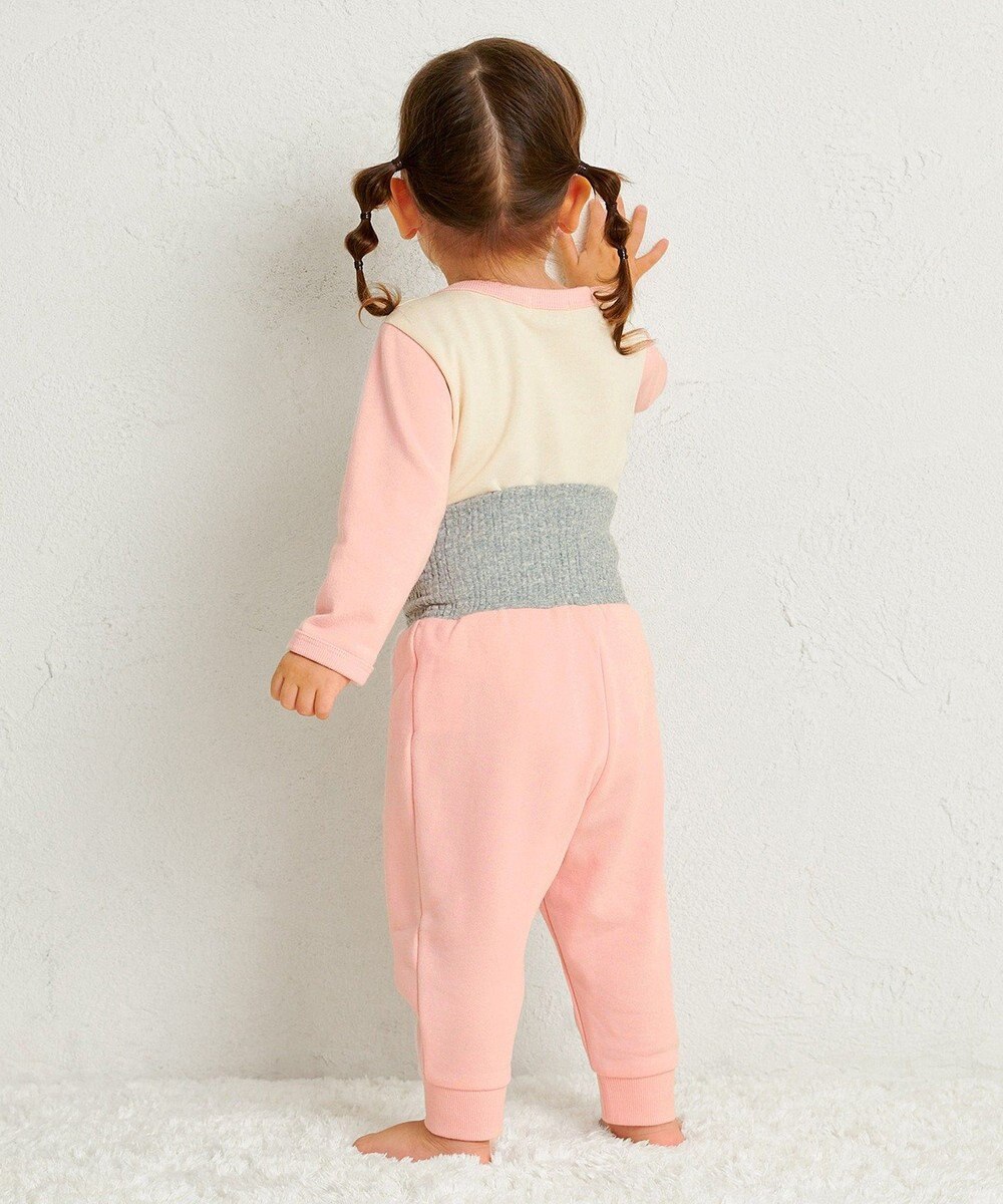 MIKI HOUSE HOT BISCUITS 【80-120cm】 ドット柄 ミニ裏毛パイル素材 腹巻き付き長袖パジャマ 