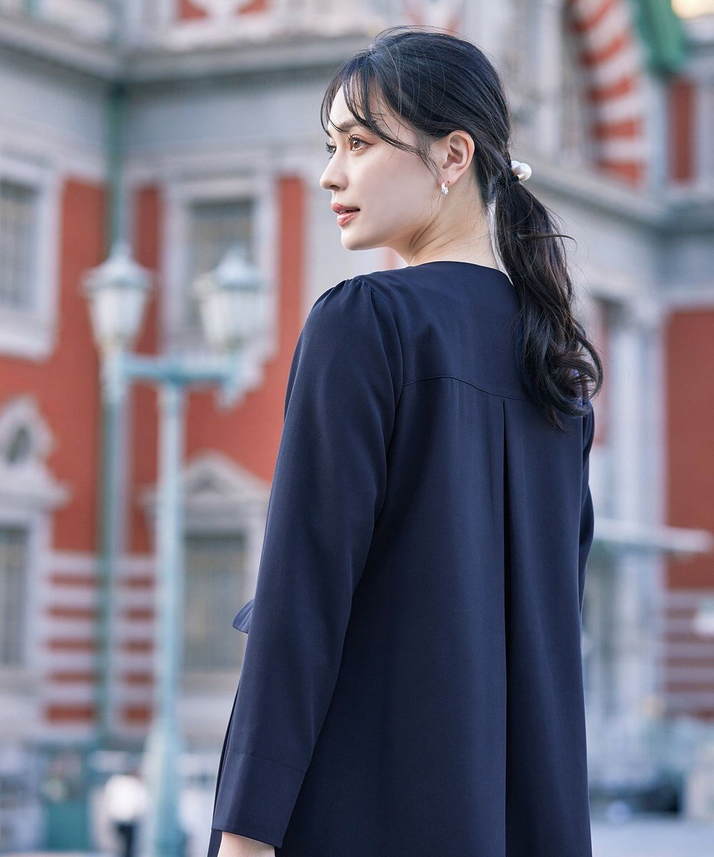 Tiaclasse 【ダブルストレッチ・洗える】ノーカラーAラインコート 