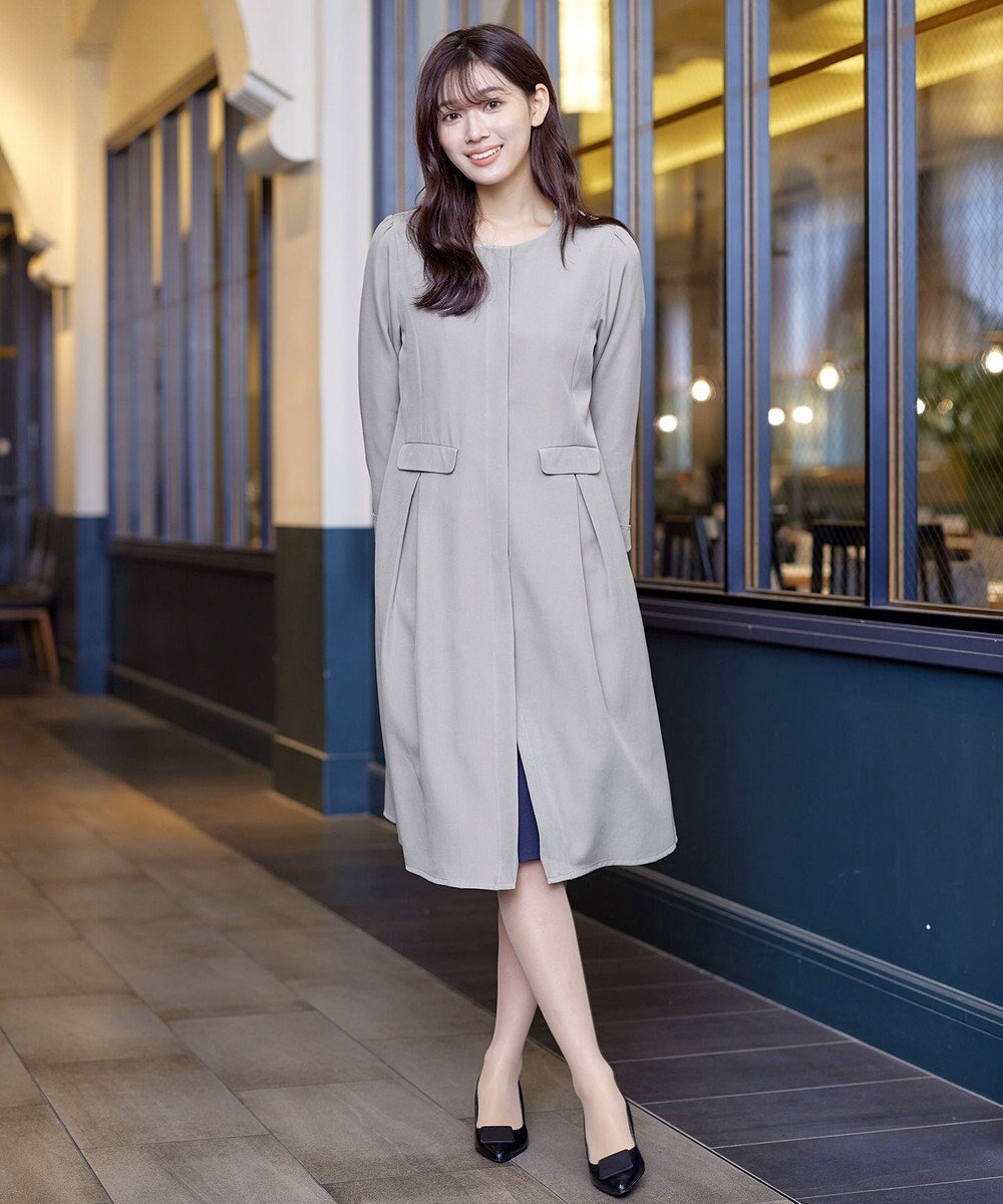 Tiaclasse 【ダブルストレッチ・洗える】ノーカラーAラインコート 