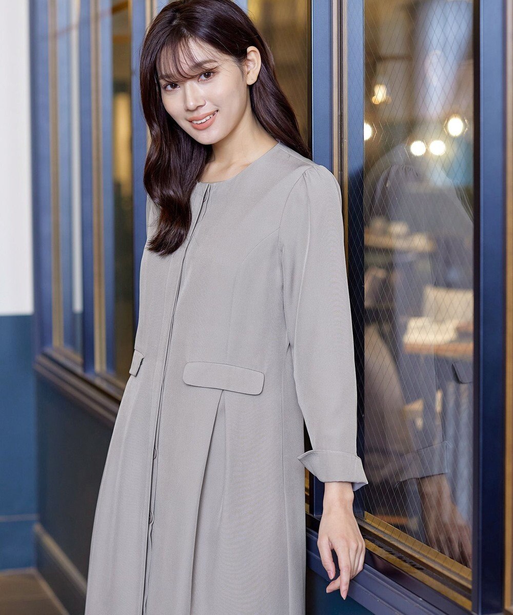 Tiaclasse 【ダブルストレッチ・洗える】ノーカラーAラインコート 