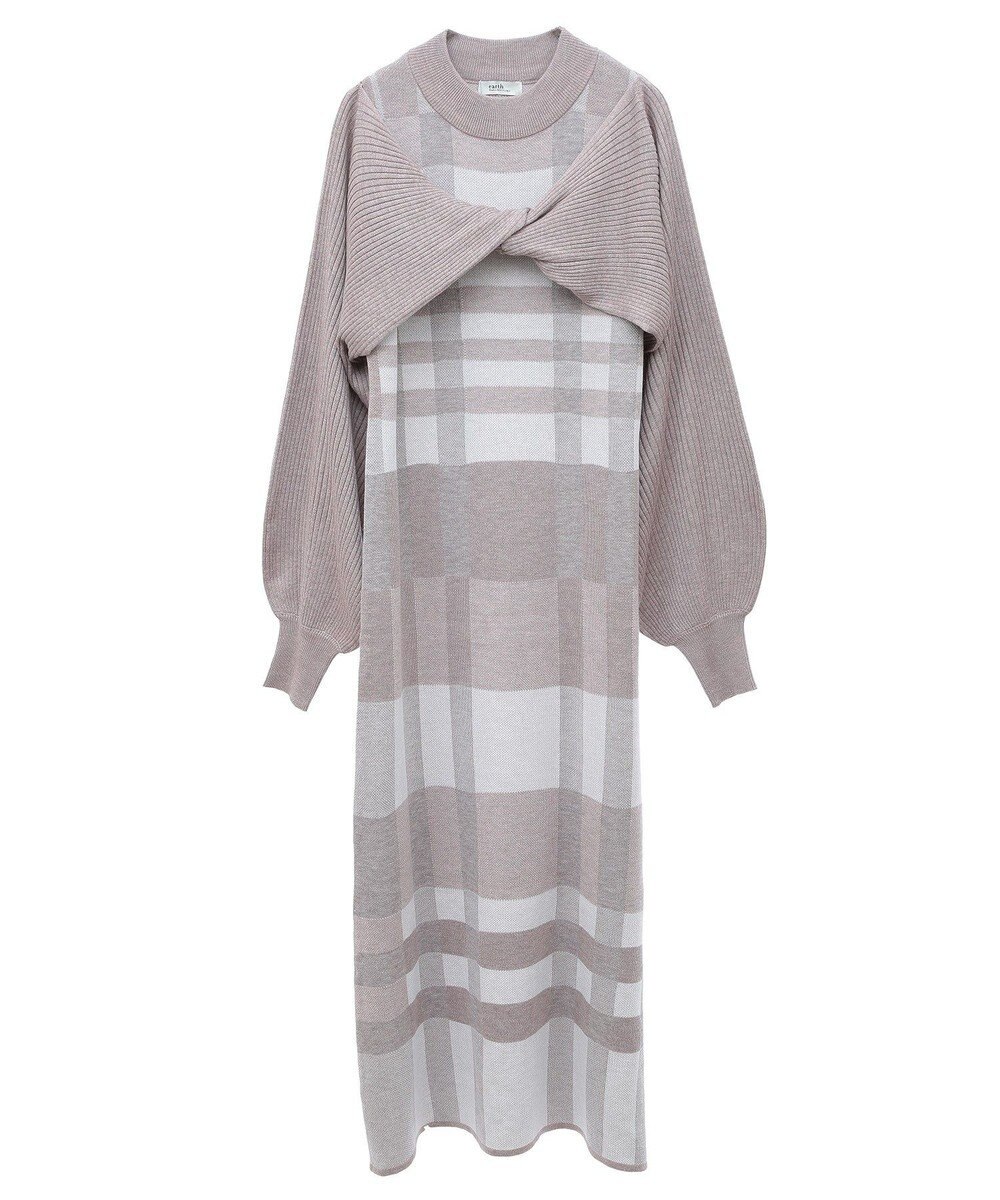 earth music&ecology Ｓｅｔ２点ショートニット＋チェックワンピース 