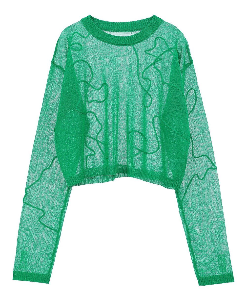 Green Parks ・ＡＮＤＳＥＡＲＣＨ　コード刺繍シアーニット 