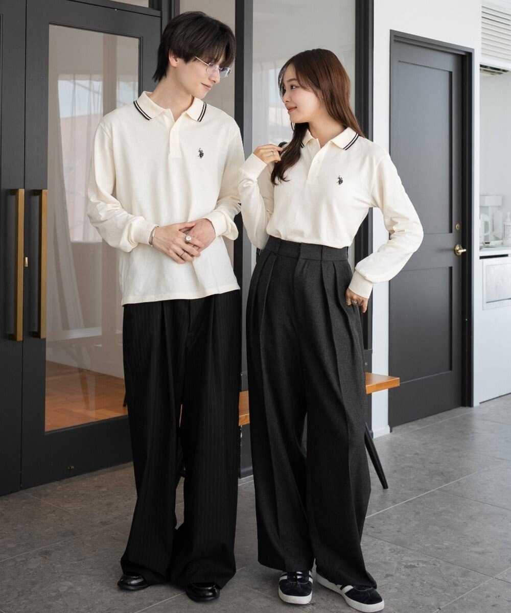 WEGO 【25年秋冬新作/ユニセックスITEM/SMLサイズ展開】別注USPOLOラインポロシャツ（長袖） 
