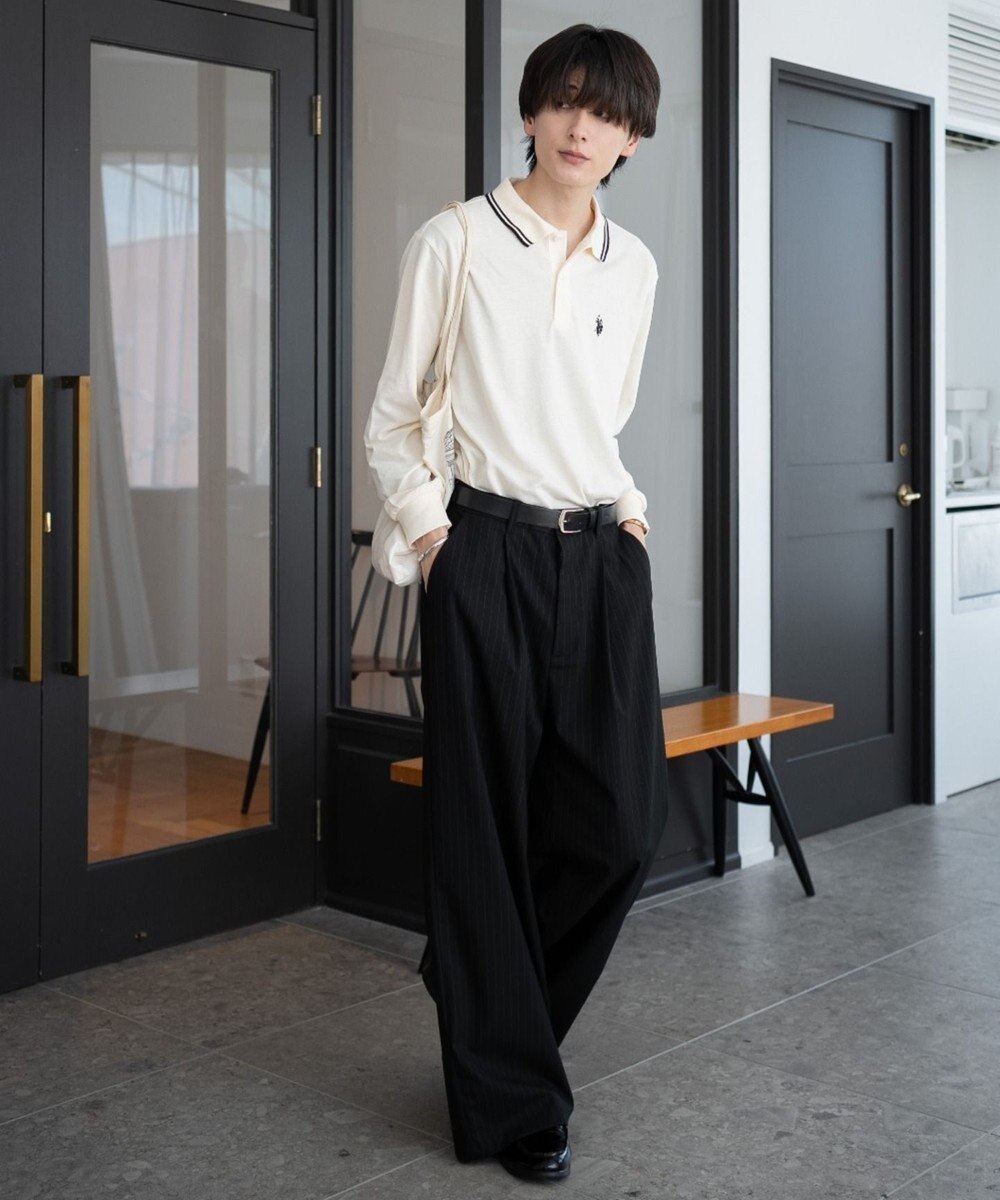 WEGO 【25年秋冬新作/ユニセックスITEM/SMLサイズ展開】別注USPOLOラインポロシャツ（長袖） 