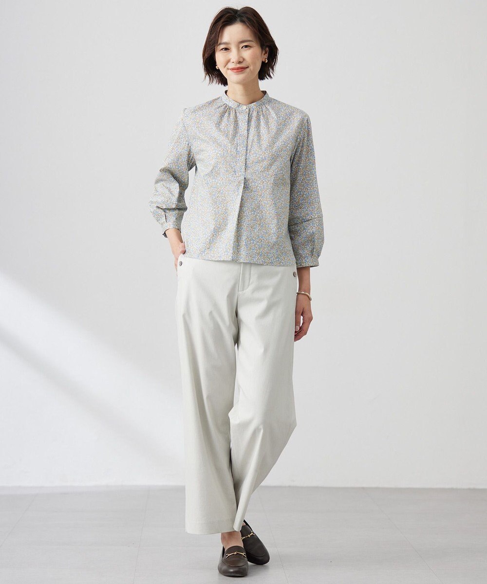 J.PRESS LADIES 【洗える】Liberty バンドカラー プルオーバー ブラウス 