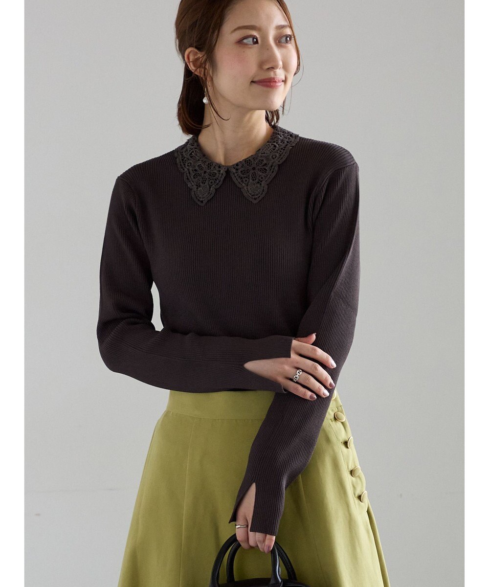 Te chichi ケミカルレースカラーリブニット 