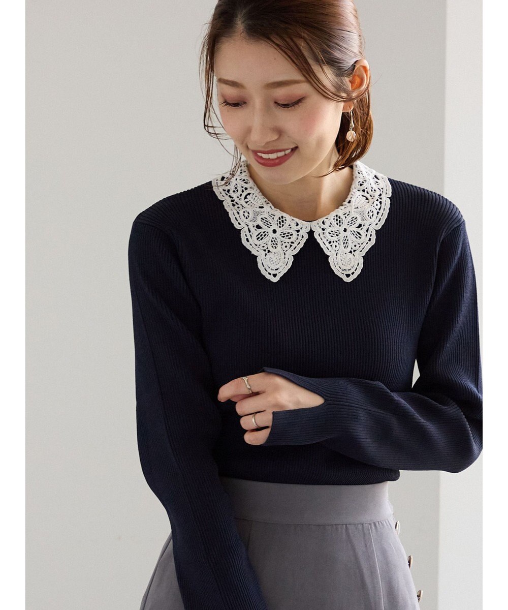 Te chichi ケミカルレースカラーリブニット 