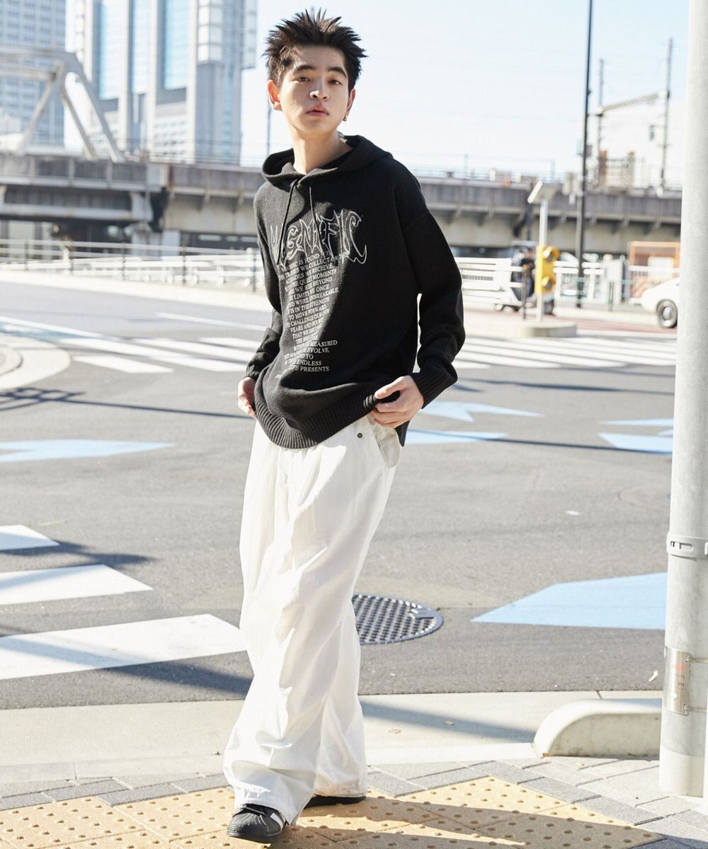 WEGO グラフィックプリントニットパーカー 