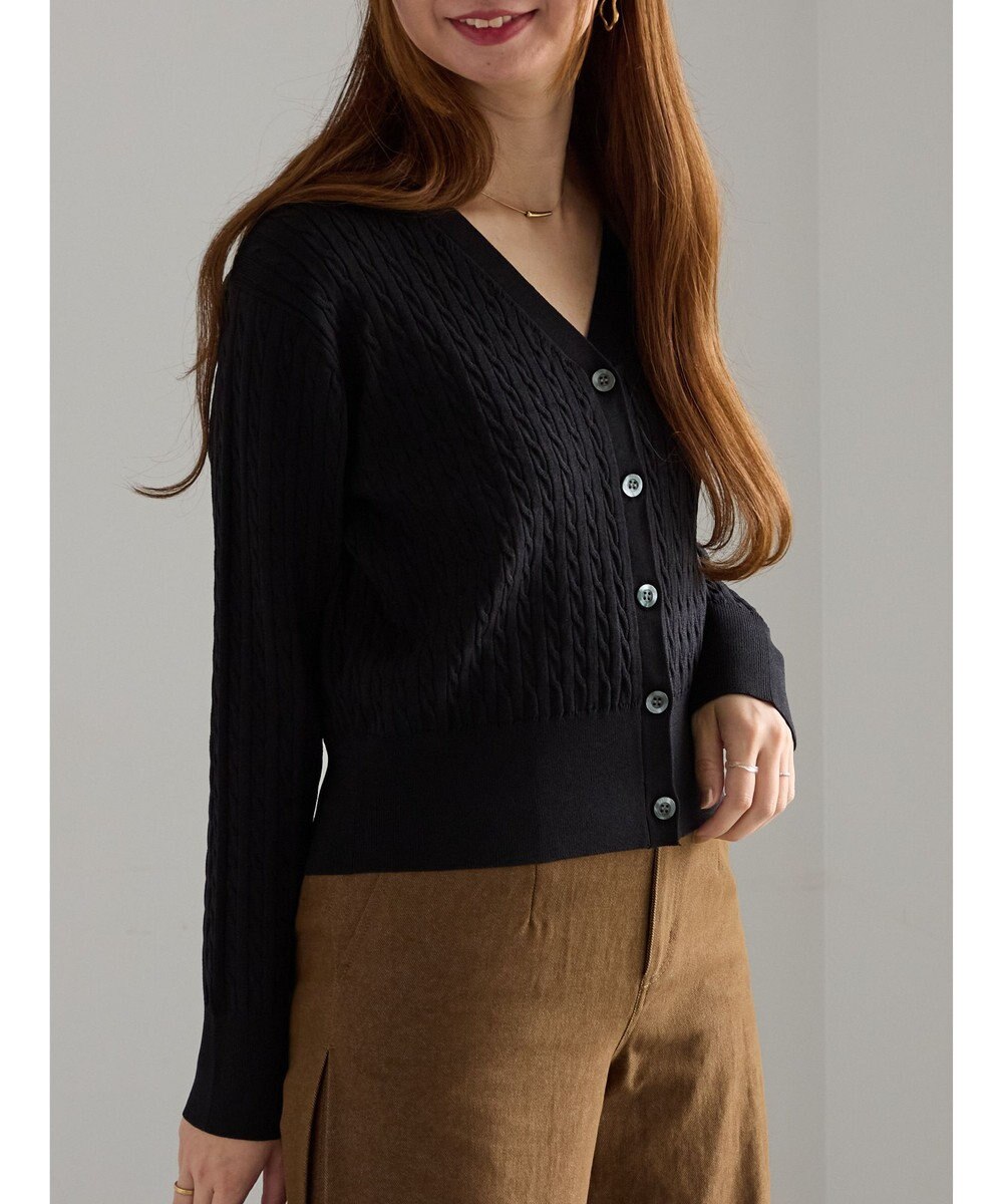 Te chichi ミニケーブル刺繍Vネックカーディガン 