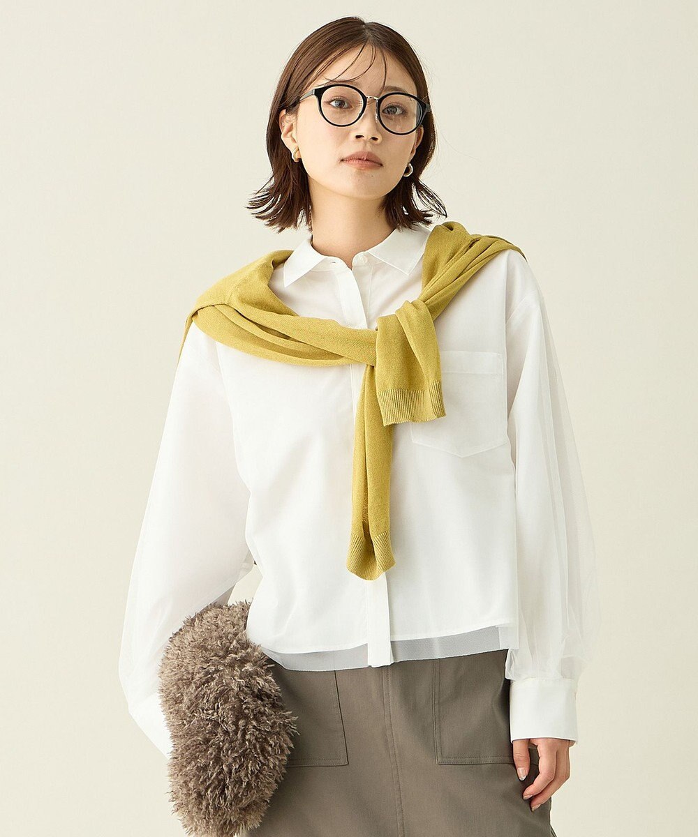 ANY クロップドチュールコンビシャツ 