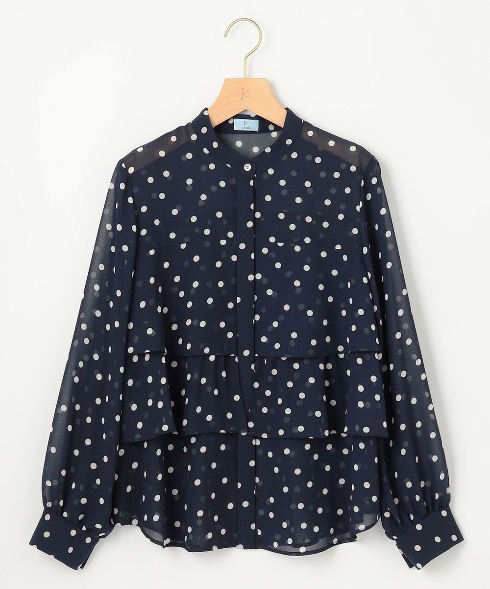 組曲 シフォンオーガンプリント ティアードブラウス 