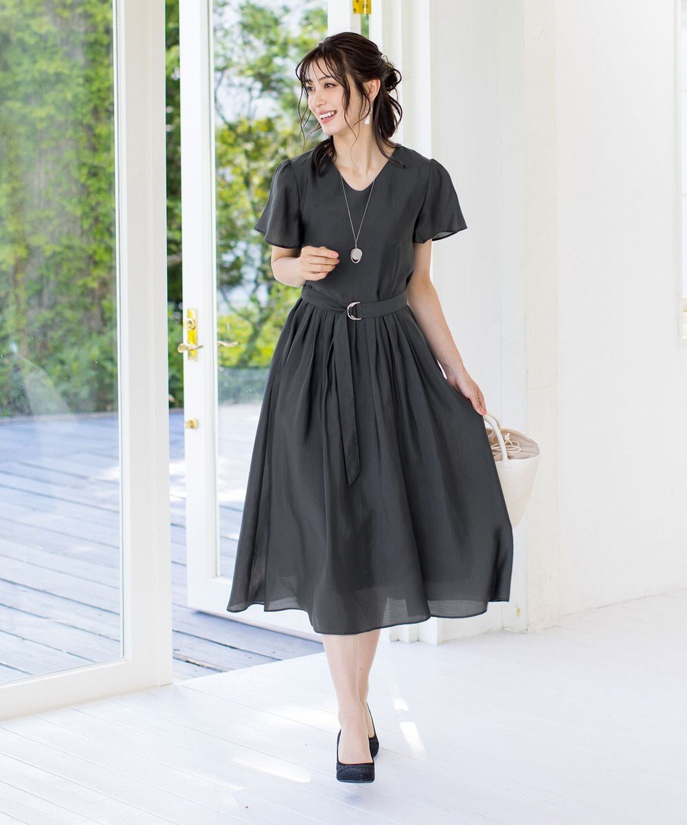 Tiaclasse 【洗える】大人上品なシアータックワンピース 