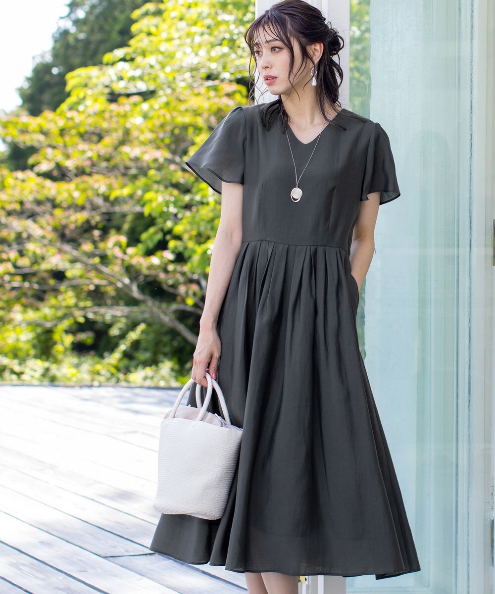 Tiaclasse L 【洗える】大人上品なシアータックワンピース 