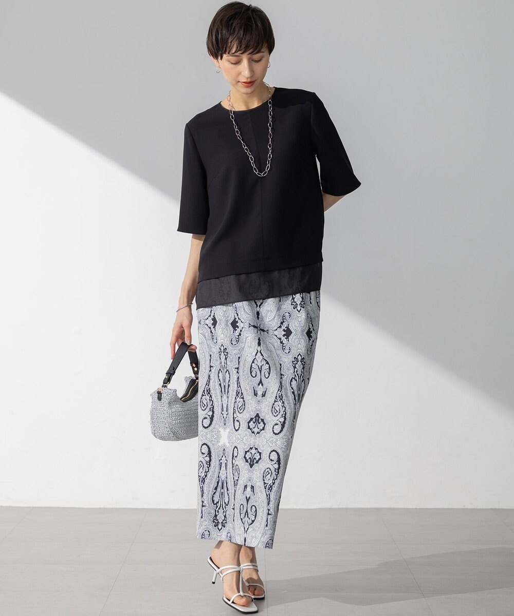 23区 【吸水速乾/UVカット/接触冷感】ストレッチジョーゼット シアーコンビ カットソー 