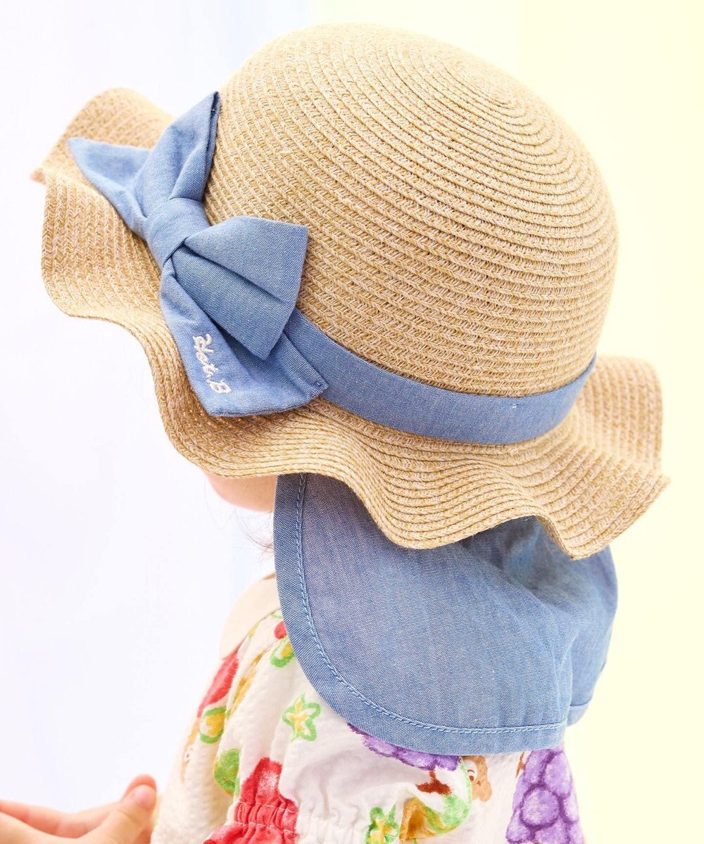 MIKI HOUSE HOT BISCUITS 【48-54cm】 麦わら風 リボン付きハット 