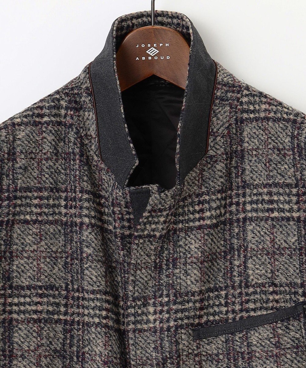 JOSEPH ABBOUD 【イタリア素材/軽量/中綿キルト裏地】スライバーチェックジャージー ジャケット 