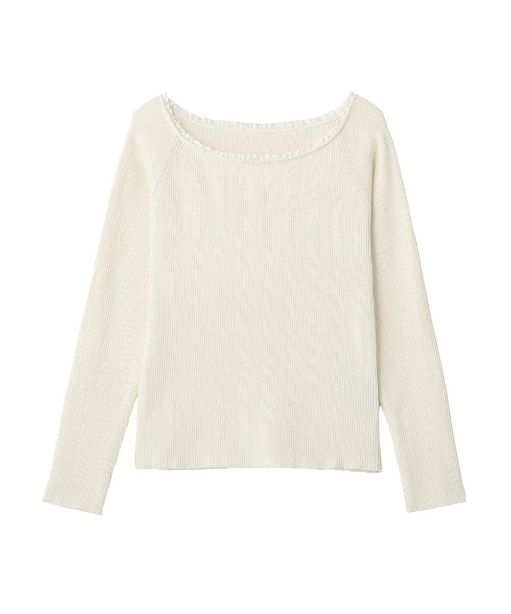 earth music&ecology 【予約】レーストリムリブニットプルオーバー 