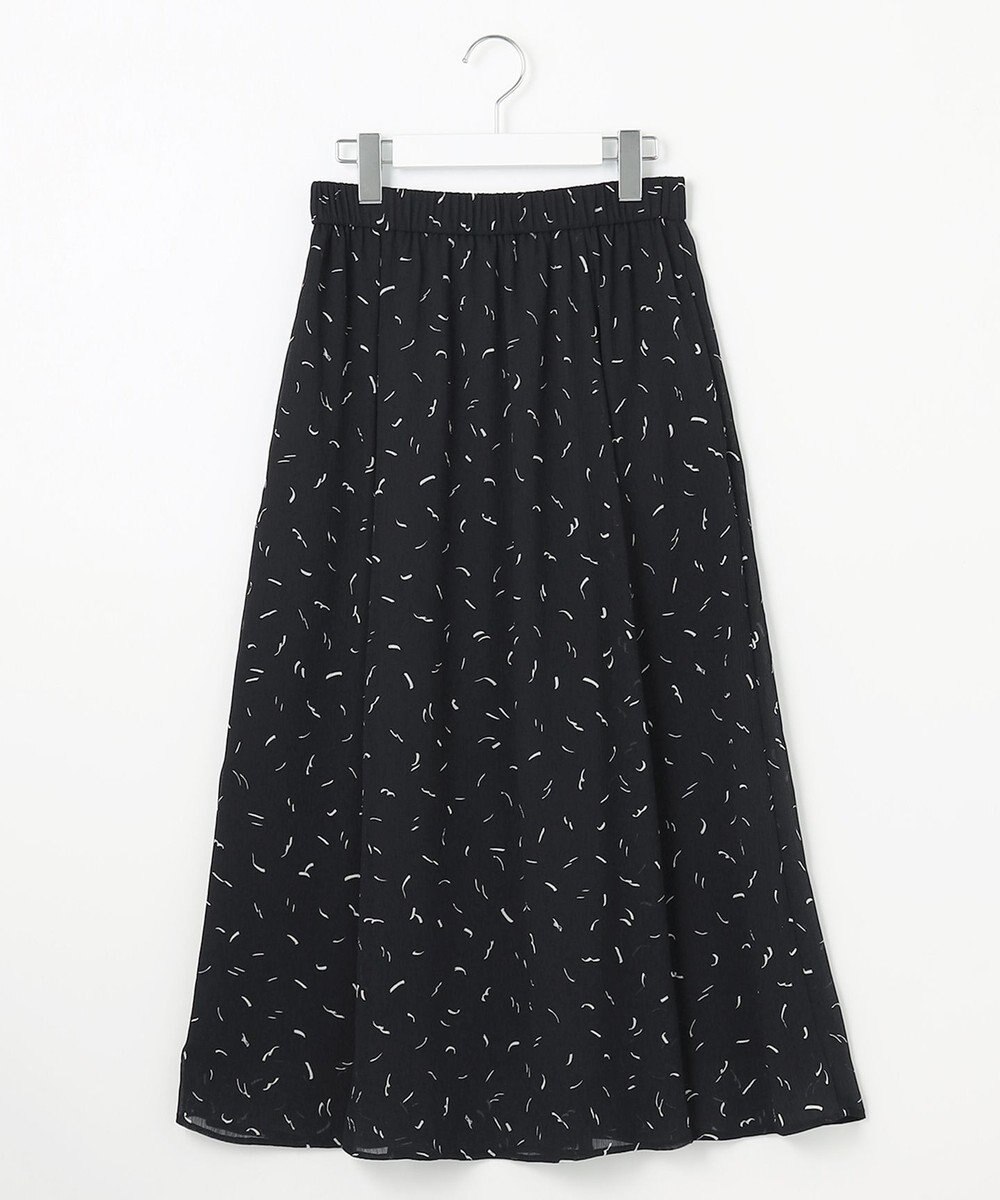 自由区 【XSサイズ～/洗える】ドローイングタッチプリント ギャザースカート 
