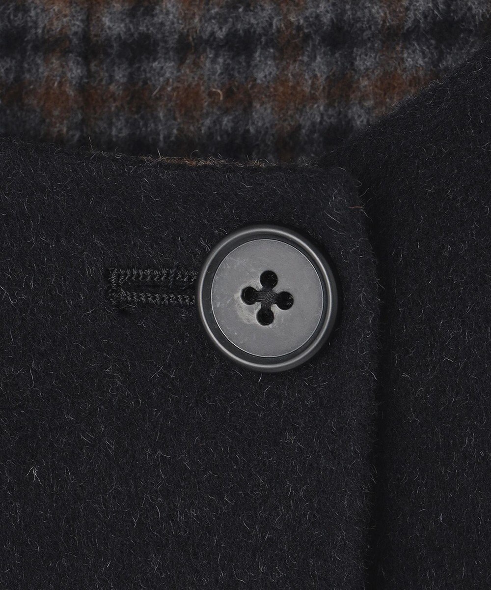 J.PRESS LADIES S 【リバーシブル】ウールナイロン リバーチェック ノーカラー ショートコート 