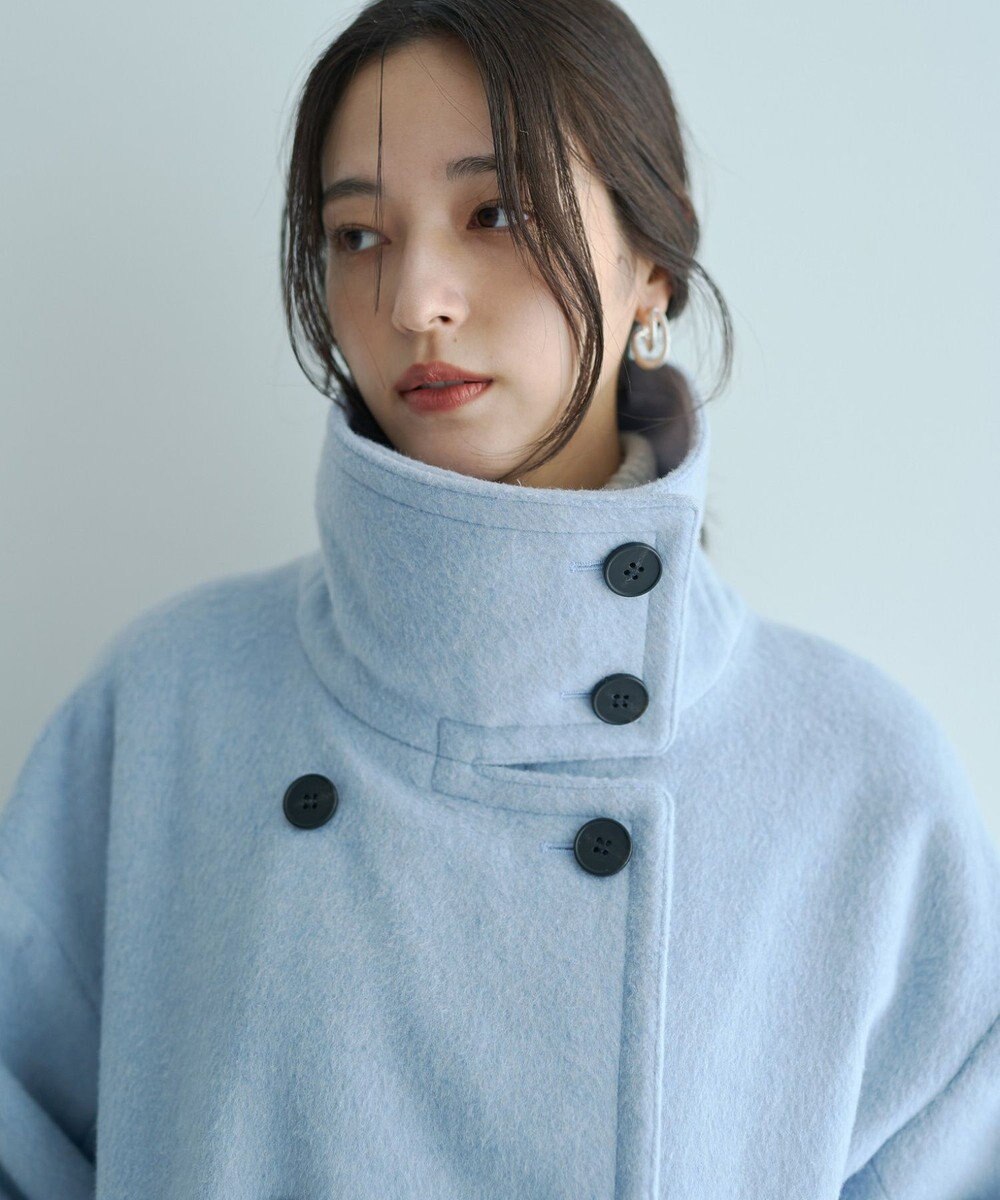 YECCA VECCA ウール混ミドル丈スタンドカラーコート 