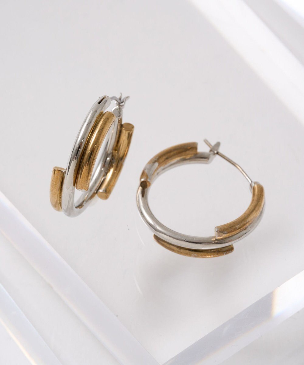 AMERICAN HOLIC コンビメッキデザインフープピアス 