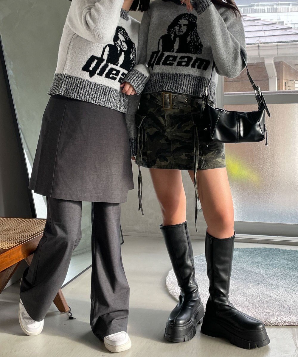 WEGO フラッフィーグラフィックちびニット 