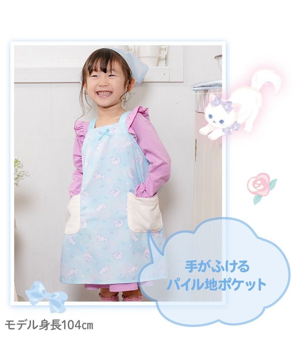 Mother garden マザーガーデン バッククロスエプロン 三角巾付き 100～120cm 《ふわねこ柄》 