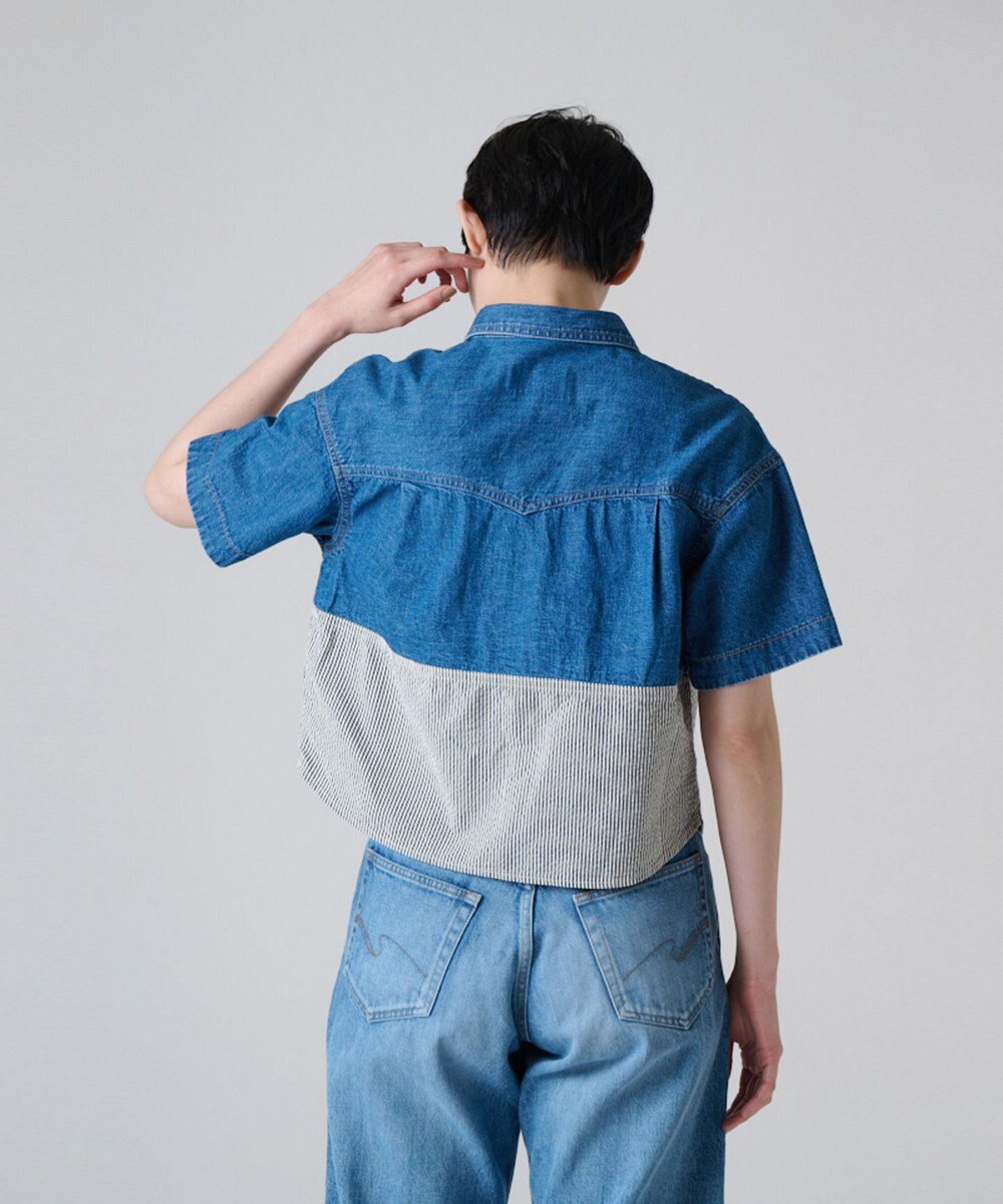 Ripo trenta anni PATCH WORK DENIM SH クロップド丈 デニムシャツ 