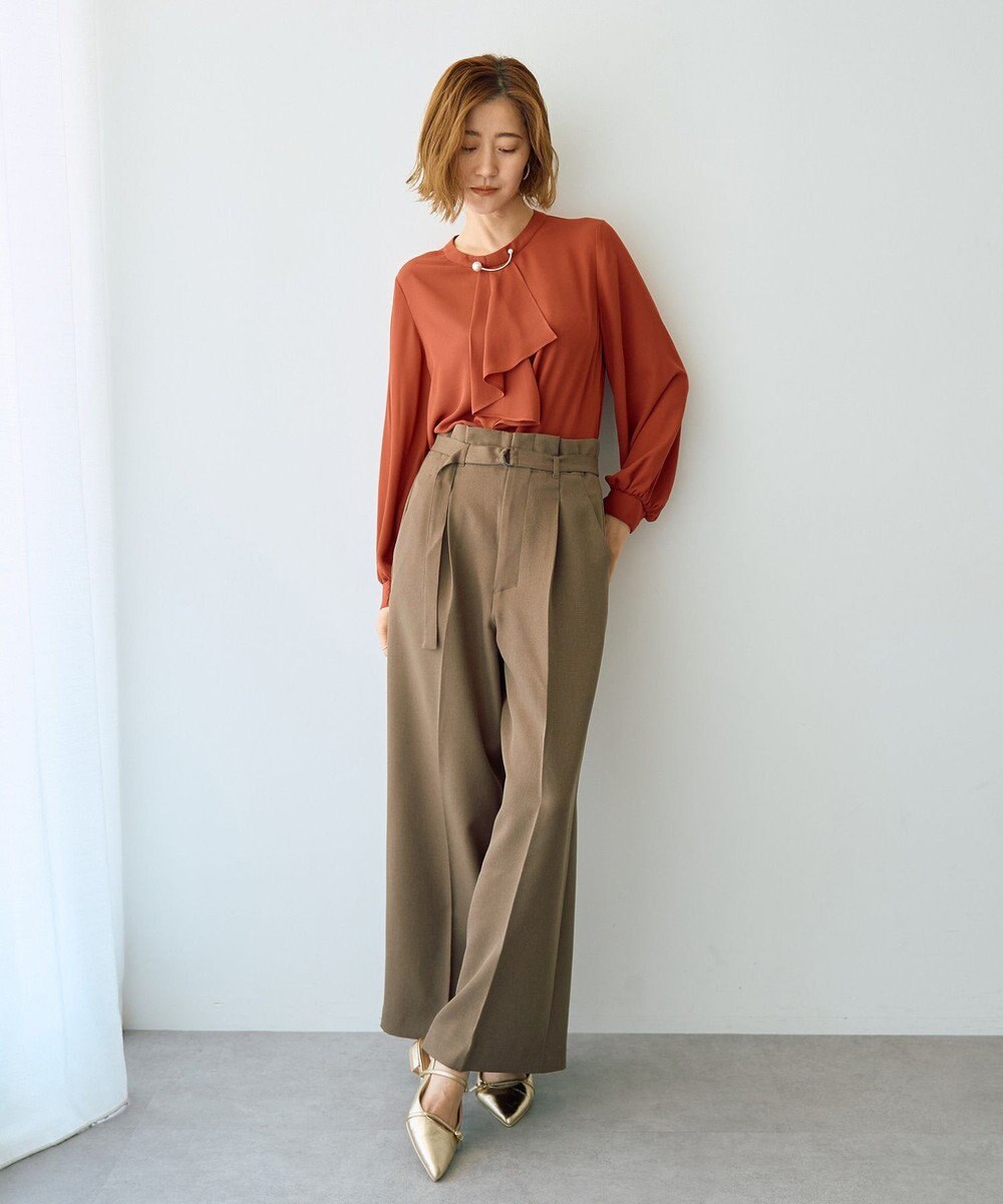 YECCA VECCA 【UVカット/接触冷感/洗える】ベルト付きイージーケアワイドパンツ 