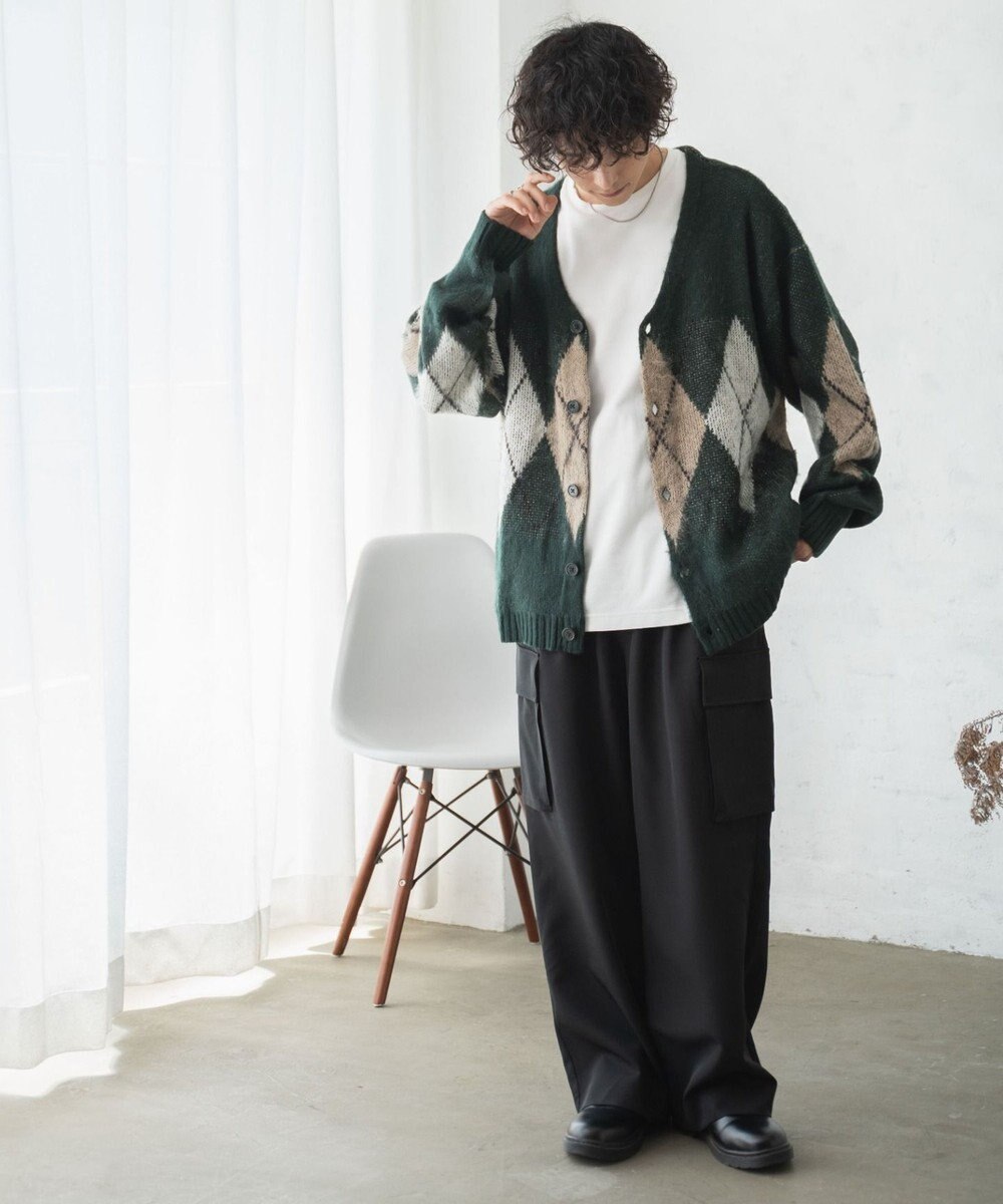 WEGO モヘアライク総柄BIGカーディガン 