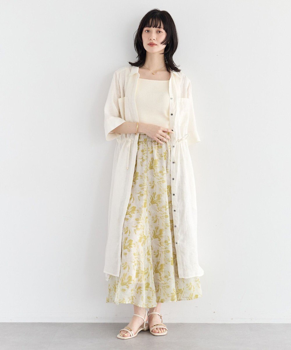 YECCA VECCA ボタニカル柄シアーロングスカート 
