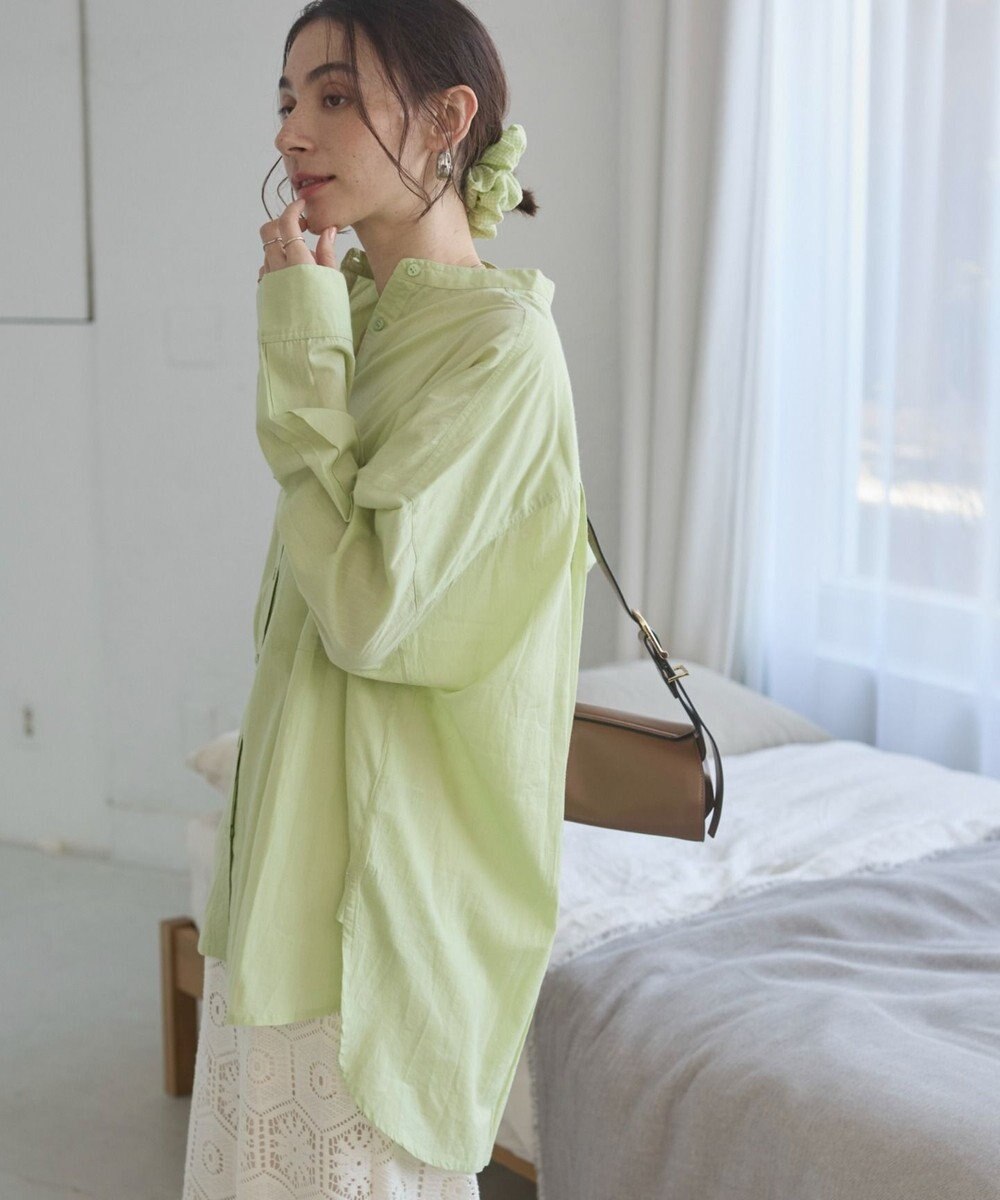 WEGO 着丈が選べる オーバーサイズ バンドカラー シャツ / ストライプ / 無地 