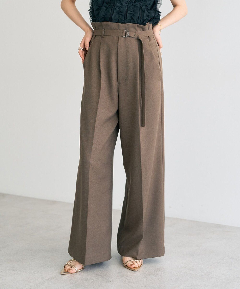 YECCA VECCA 【UVカット/接触冷感/洗える】ベルト付きイージーケアワイドパンツ 