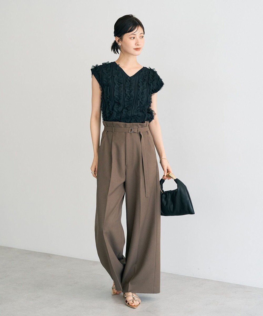 YECCA VECCA 【UVカット/接触冷感/洗える】ベルト付きイージーケアワイドパンツ 