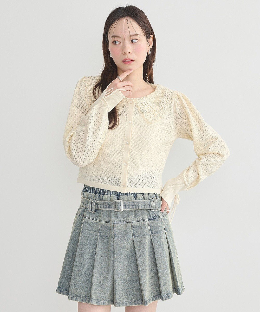 earth music&ecology レース襟カーディガン 