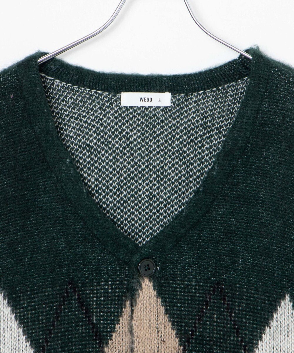 WEGO モヘアライク総柄BIGカーディガン 